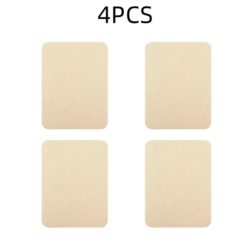 Four beige iron-on fabric patches for clothing repair and DIY decor