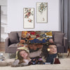 A throw blanket featuring a collage of Gilmore Girls characters and themes.