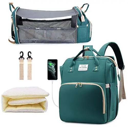 3-in-1 Diaper Bag Backpack with Foldable Changing Mat