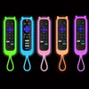 Five glow-in-the-dark silicone cat ear remote control covers in various colors.