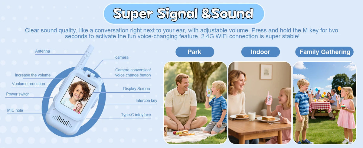 Kids Video Walkie Talkies 2-Pack with Rechargeable Batteries
