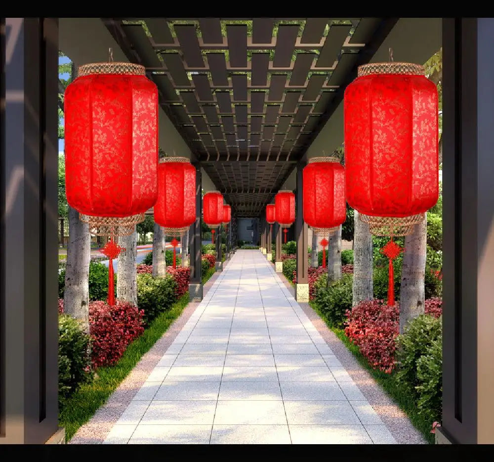Classic Red Chinese New Year Lantern with Antiqued Finish