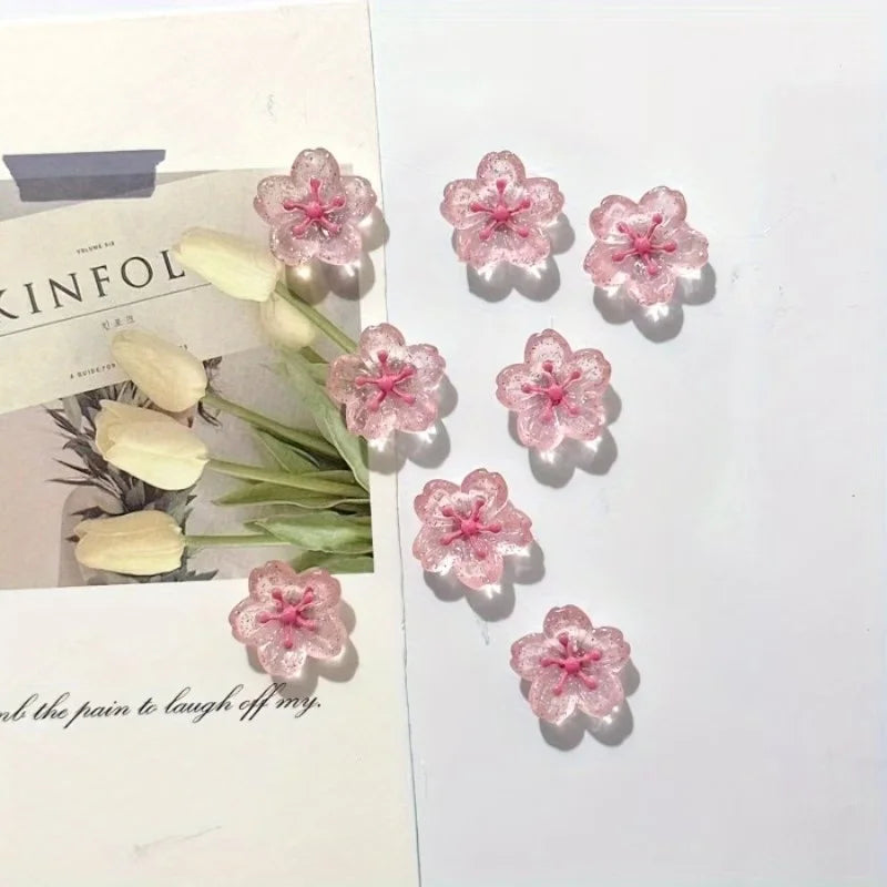 Pink Cherry Blossom Fridge Magnets (Set of 10)