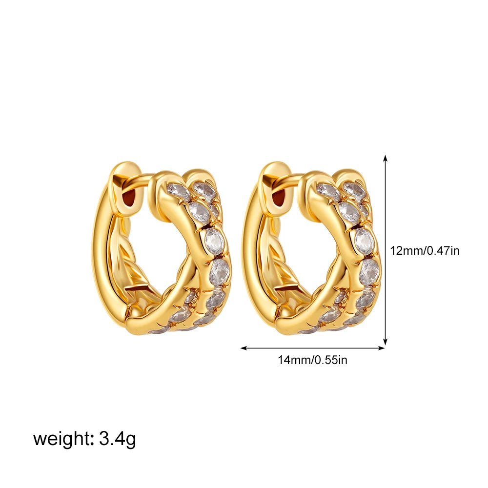 Geometric Gold Plated Huggie Hoop Earrings