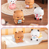 A collection of Yier and Bubu Daily Life V3 Series blind box figurines in various colors and poses sitting on a woven mat.