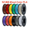 A bundle of 10 mixed color PLA filaments in various spools for 3D printing.