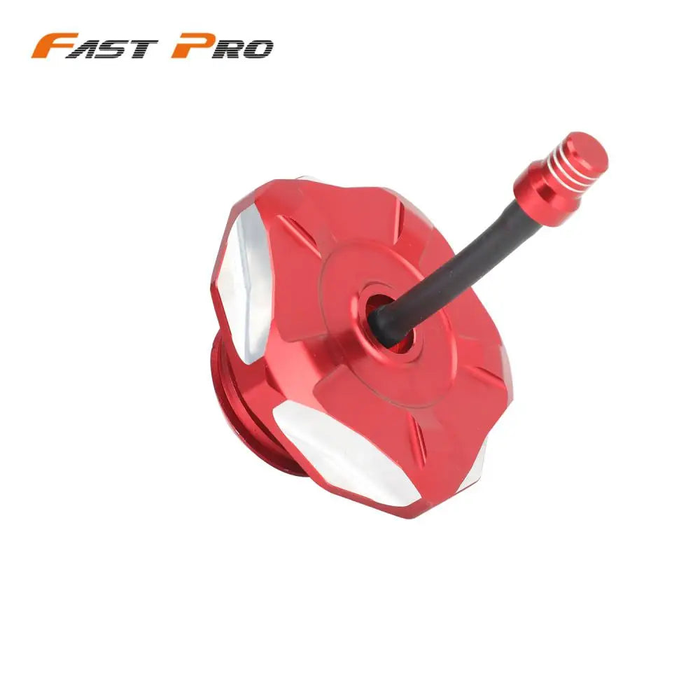 Red CNC aluminum gas cap for Honda CRF110 and CRF125 motorcycles.