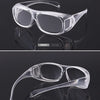 Clear plastic ergonomic reading magnifying glasses shown from the side and the back.