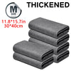 Stack of gray thickened reusable microfiber cleaning cloths, measuring 11.8x15.7 inches.