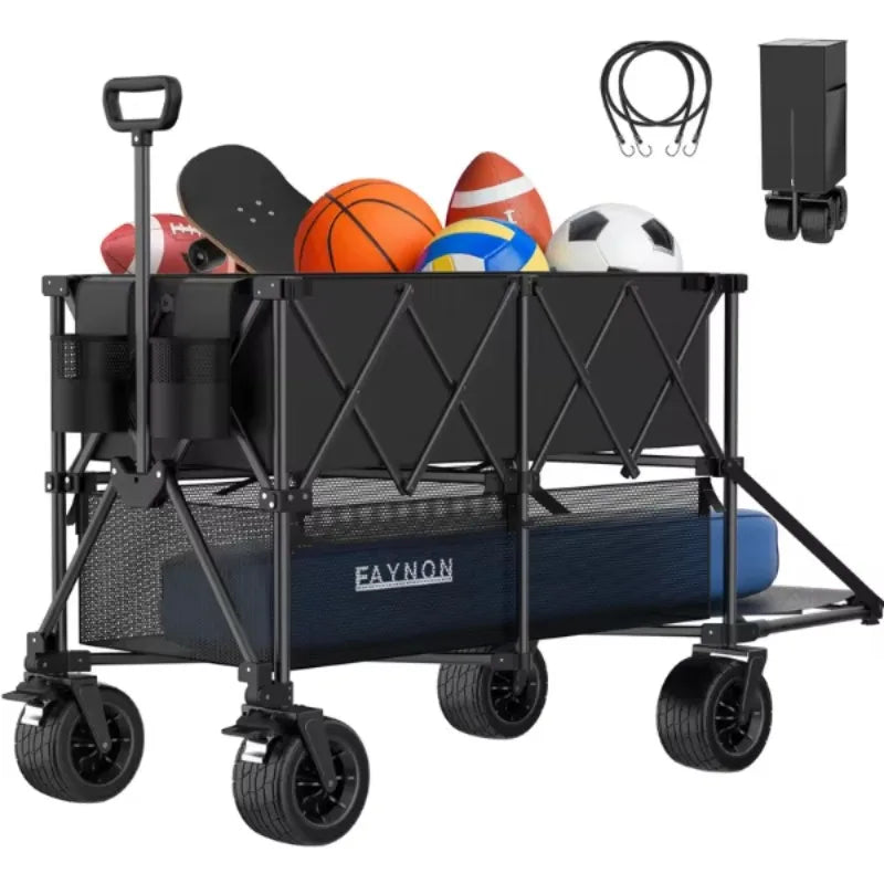 Heavy-Duty Double-Deck Folding Wagon Cart