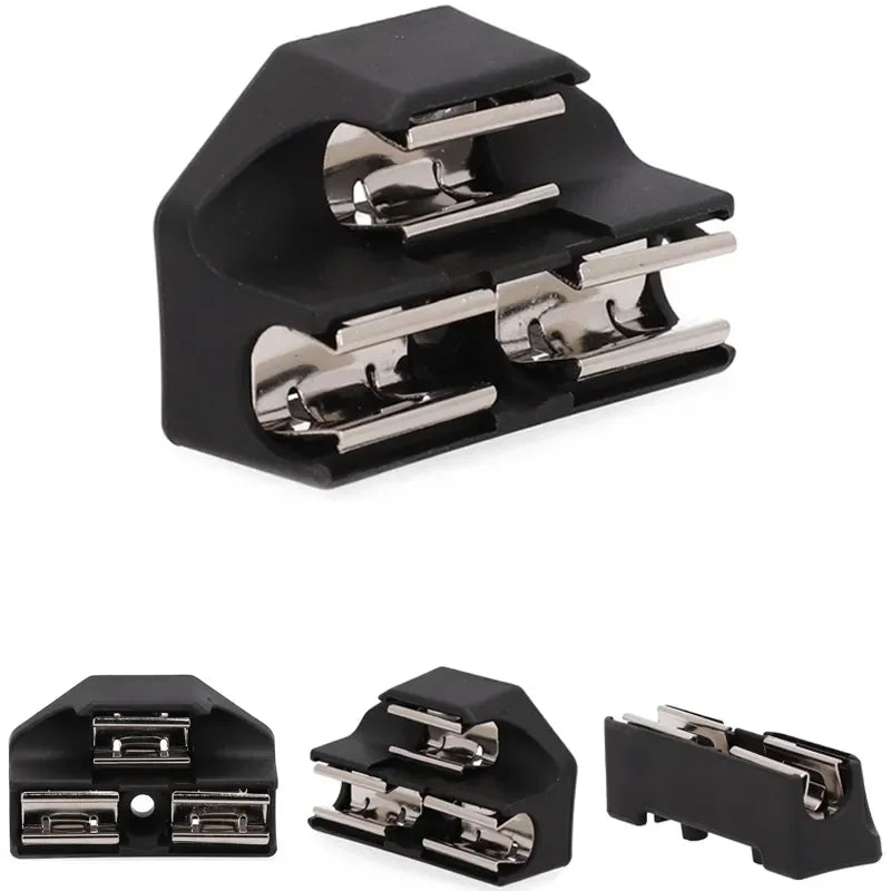 Black belt clip hook bit holder for cordless drills with multiple gripping jaws