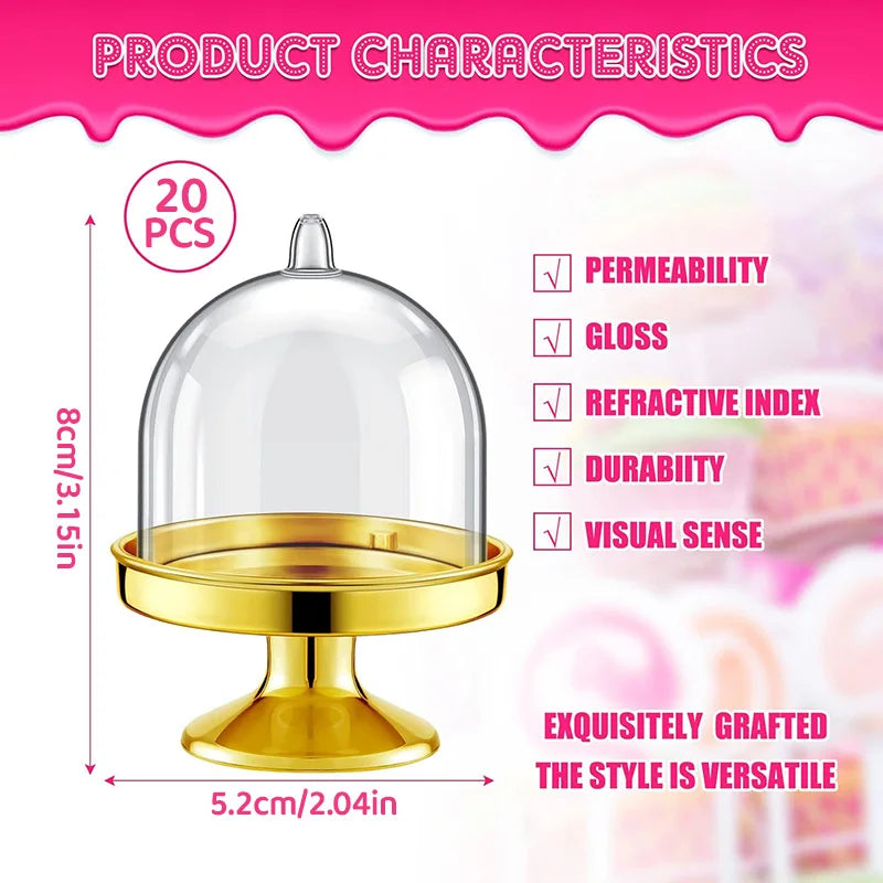 Mini Candy Cupcake Stand Holder with Clear Dome Lid