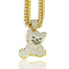 Collar con Colgante de Oso en Cadena Cubana