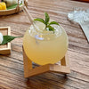 Verre à Cocktail Sphérique en Verre avec Base en Bois