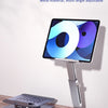 A telescopic rotating flat support for a tablet, featuring a metal material and multi-angle adjustment.