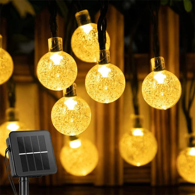 Solar-Powered Crystal Globe String Lights