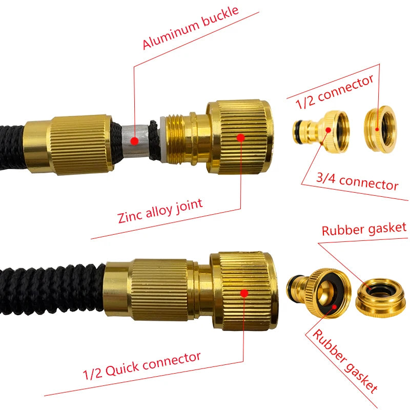 Expandable Garden Hose with High-Pressure Spray Nozzle