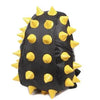 Black PU leather backpack with yellow studs and a black strap