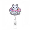 Cute Cat Acrylic ID Badge Reel with Retractable Clip