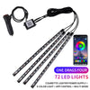 RGB LED car interior ambient light kit with music sync and remote control featuring 72 LED lights