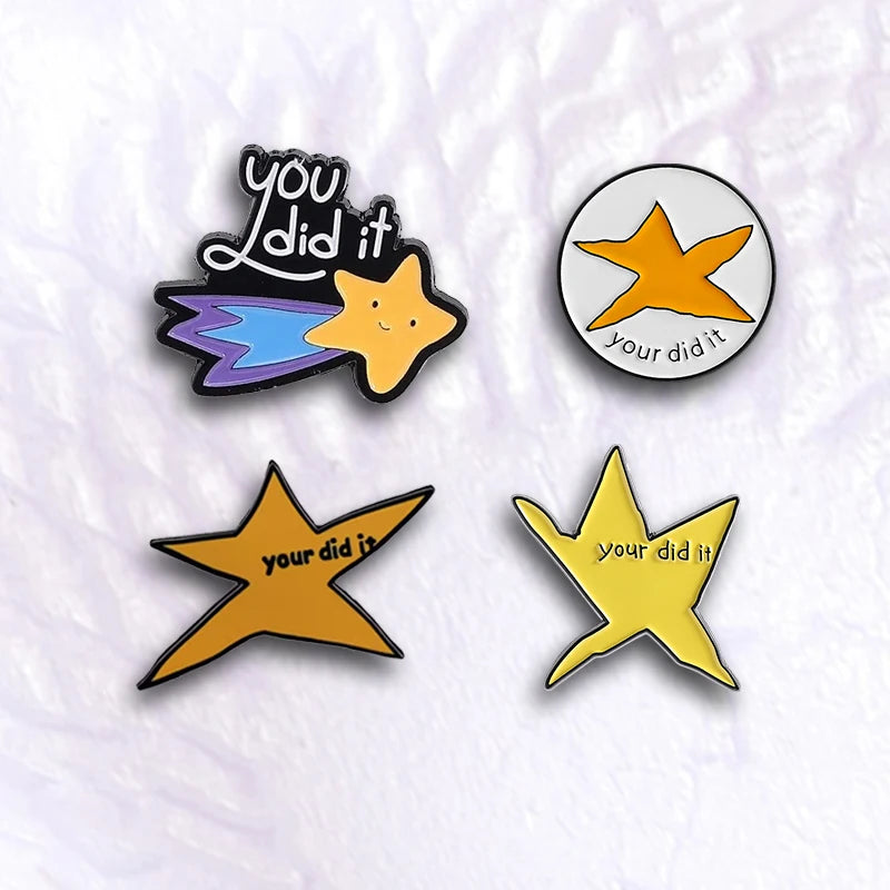Fun Meteor Enamel Pin with Star Design