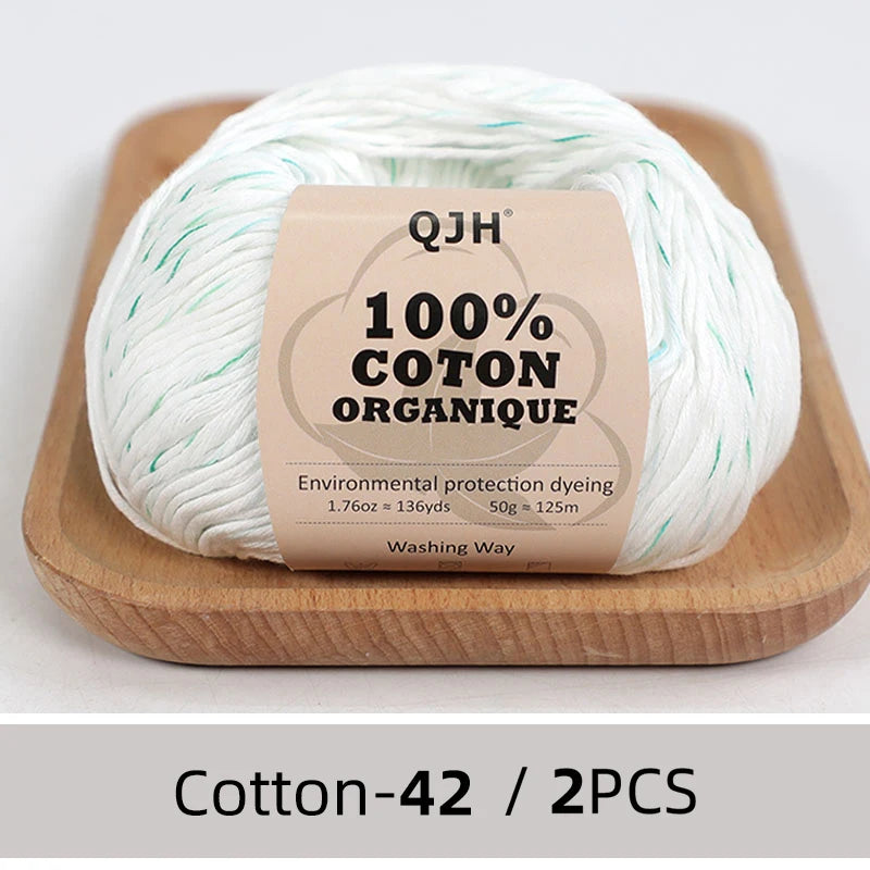 100% Organic Cotton Yarn for Knitting and Crocheting (2-Pack)