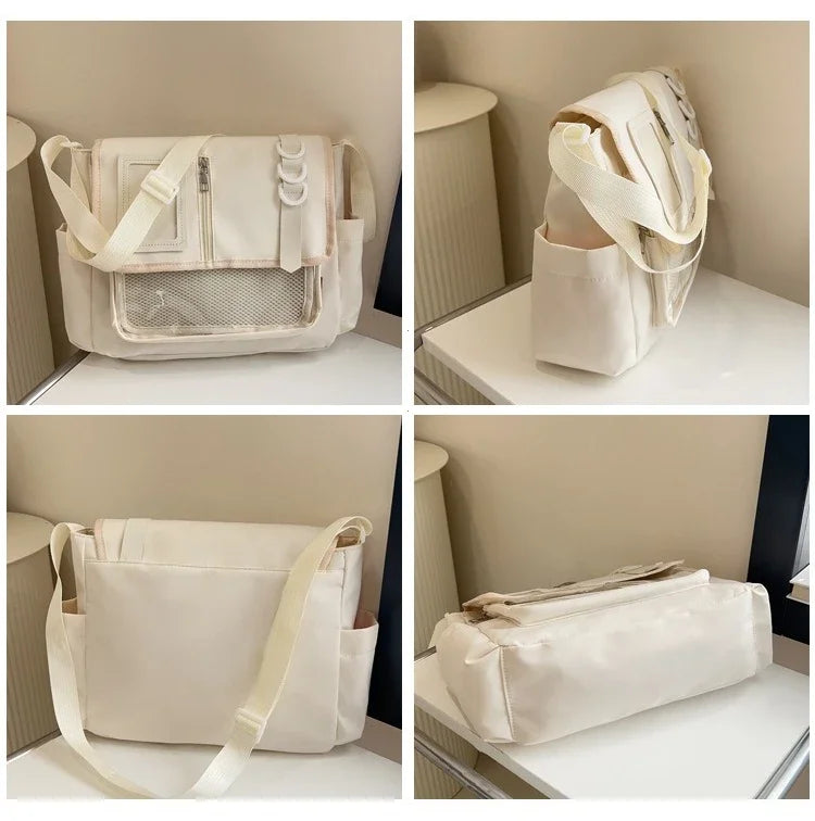 Y2K Transparent Ita Bag with DIY Badge Display Panel