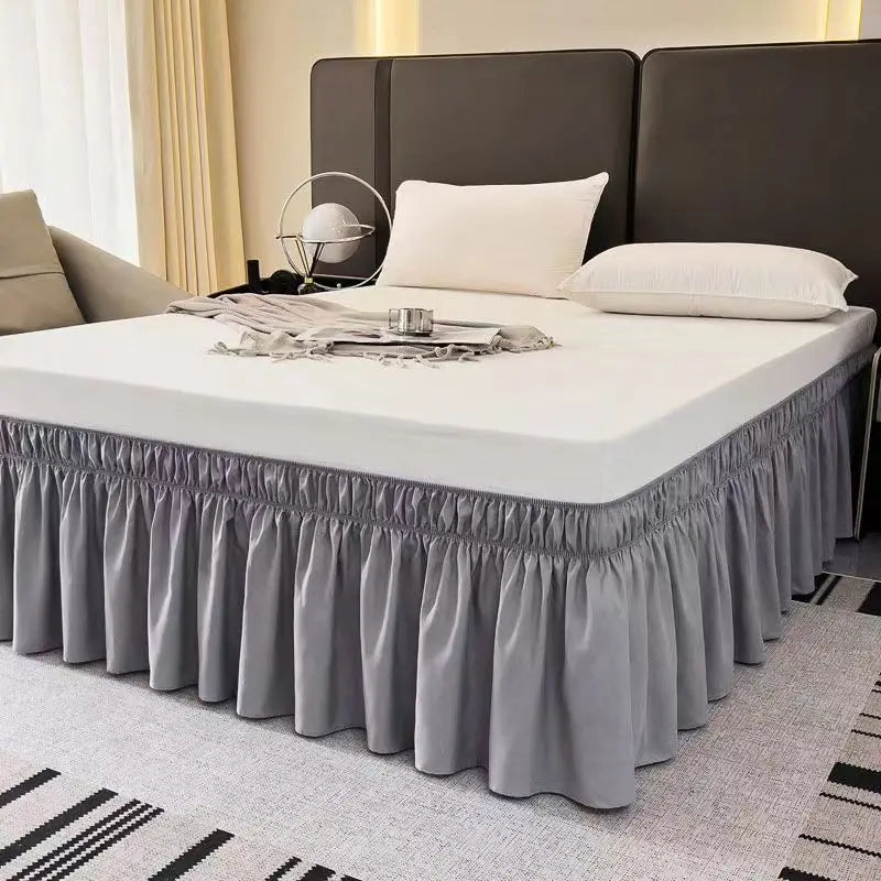 Ruffled Bed Skirt with Elastic Band – No-Lift, Wrinkle-Resistant Design