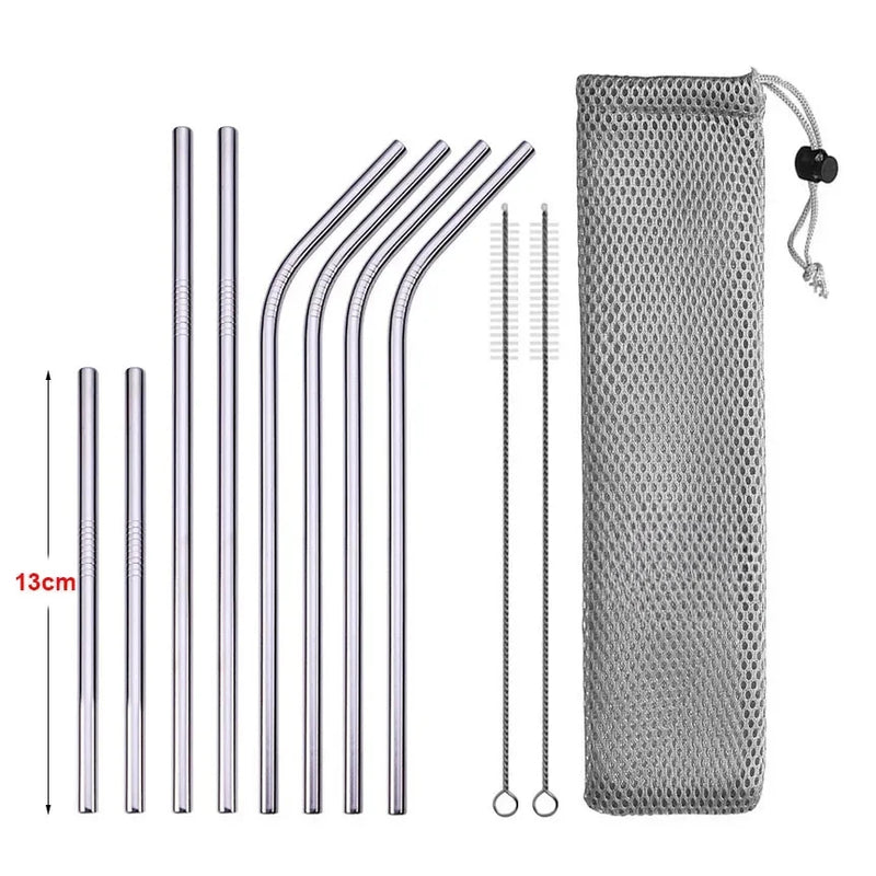 Reusable Stainless Steel Drinking Straws with Cleaning Brush
