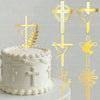 Elegant Gold Acrylic Cross Cake Toppers for Religious Celebrations