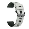 A white silicone watch band and protective case for a smartwatch, shown from the side.