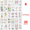 Colección de 30 pegatinas temporales con diseños de luna, estrella, diablo y flor.