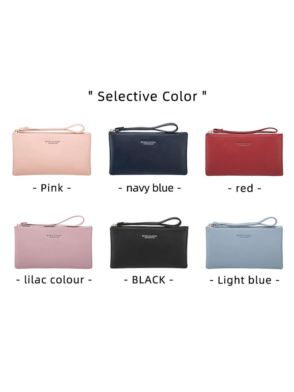 Slim PU Leather Zip-Around Wallet with Card and Phone Pockets