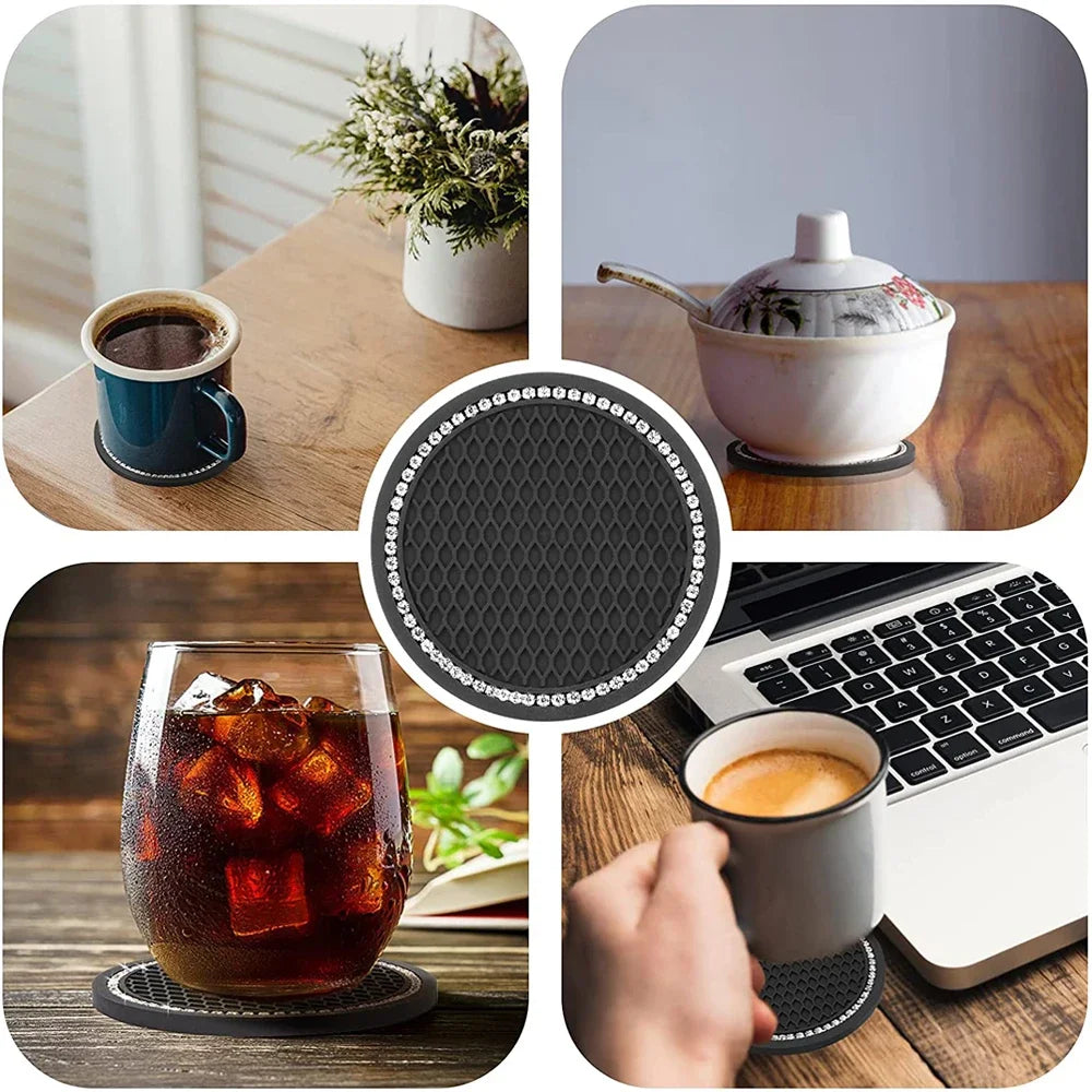 Crystal Rhinestone Car Cup Holder Coasters (Set of 2)