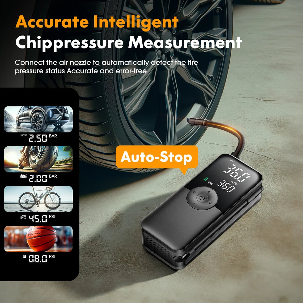 Rechargeable Cordless Tire Inflator with Digital Display