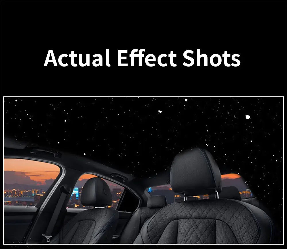 Interior view of a car seat with an effect shot projector installed on the ceiling.