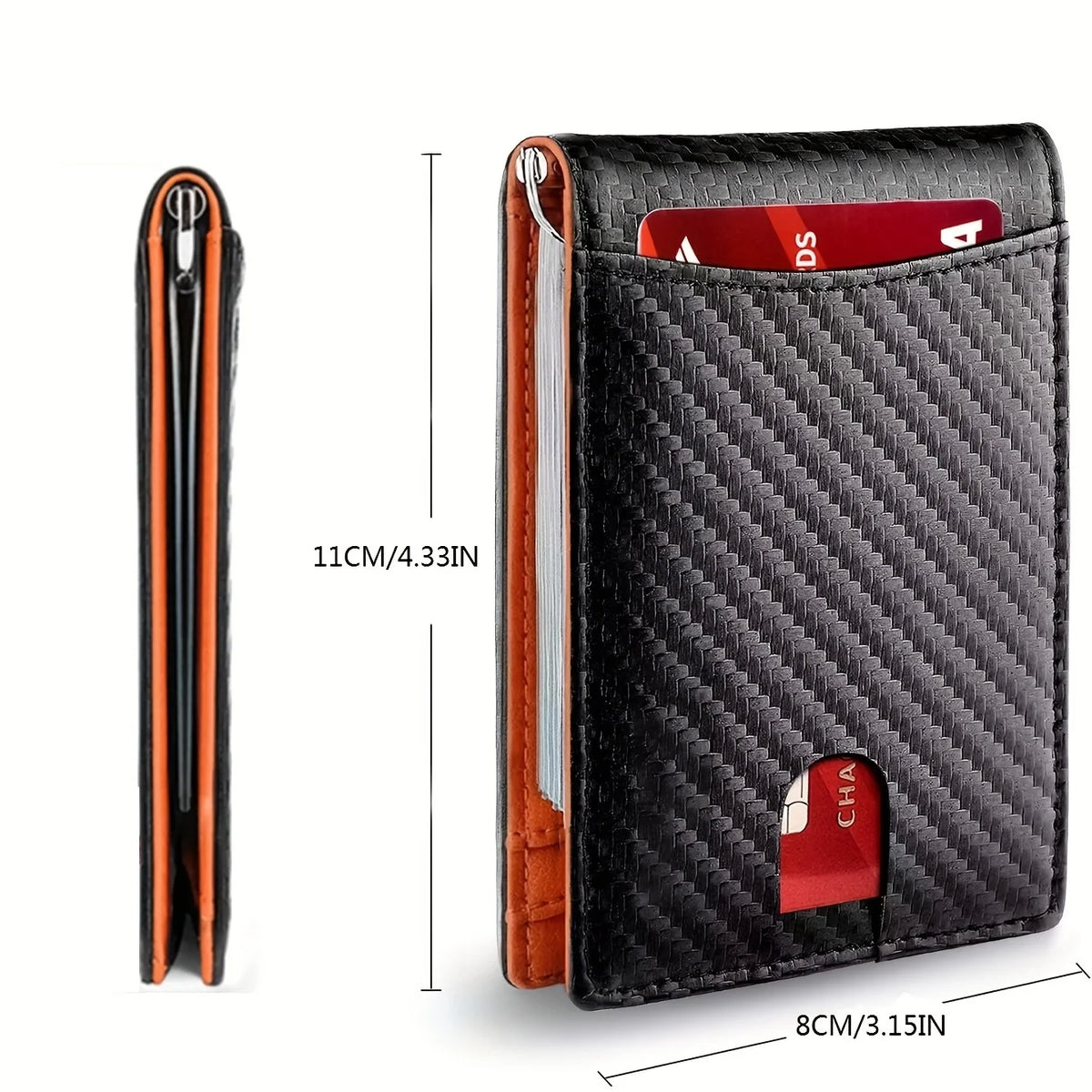 Slim Leather RFID Blocking Wallet with Money Clip