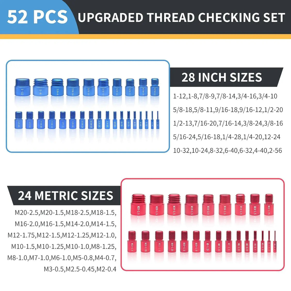 Metric & SAE Thread Checker Gauge Set (52-Piece)