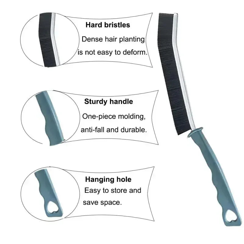 A set of multifunctional crevice cleaning brushes showing hard bristles, a sturdy handle, and a hanging hole.