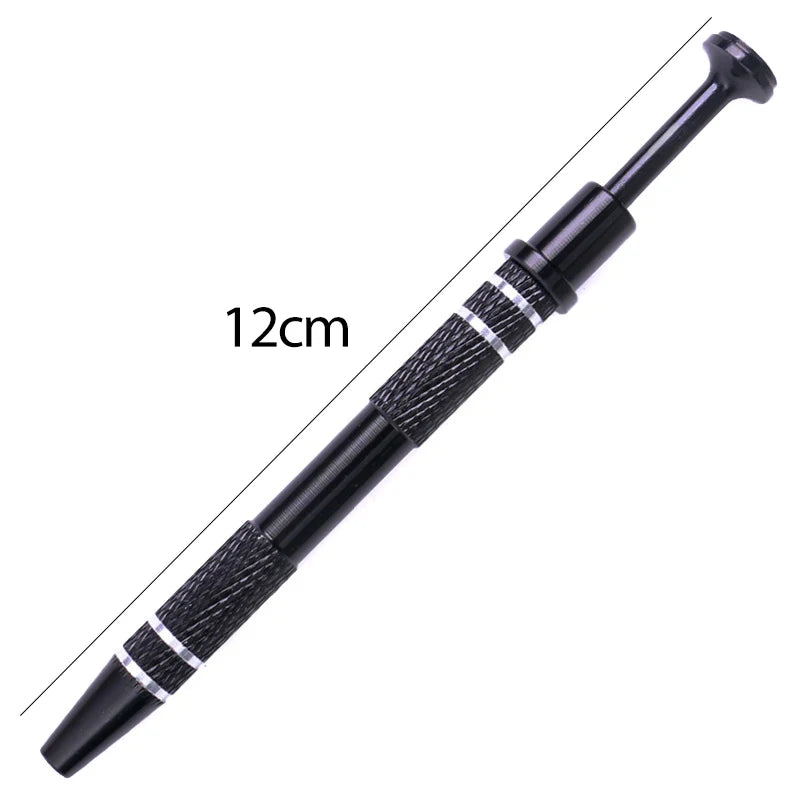 A black precision pick-up claw with a textured grip and a pointed tip for jewelry making.