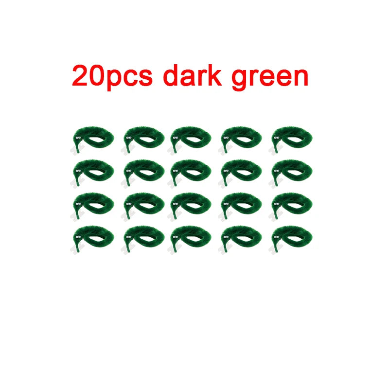 20 pieces of dark green fuzzy wiggly worm magic trick with an invisible string