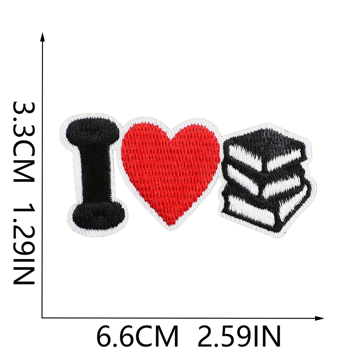 Red 3D Embroidered Iron-On Patches for Clothing & Crafts