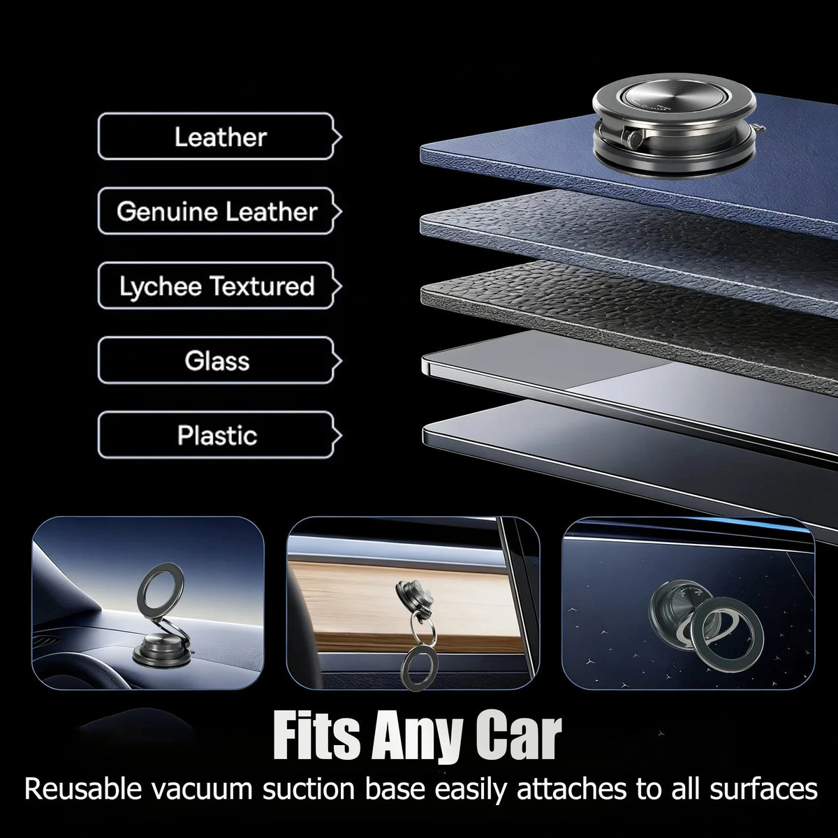 Magnetic Car Phone Holder with Vacuum Suction Mount