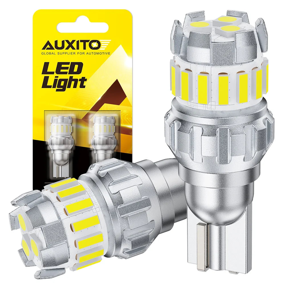 A pack of LED light bulbs for automotive use, showing the individual bulb and packaging.