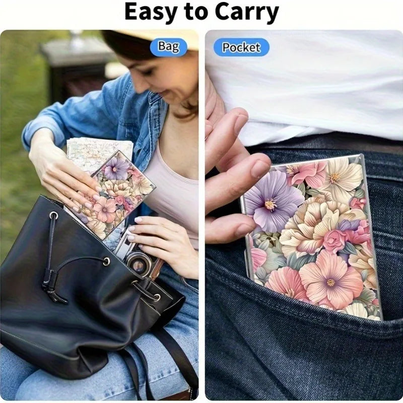 Elegant Floral Metal Card Holder with RFID Protection