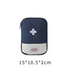 A dark blue portable mini first aid kit organizer bag with a white cross emblem.