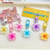 Colorful Flower Resin Keychain with Zinc Alloy Clip