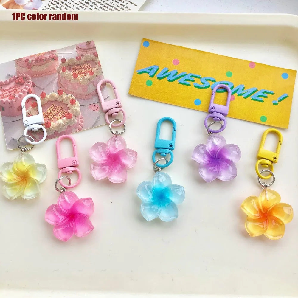 Colorful Flower Resin Keychain with Zinc Alloy Clip