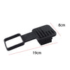 Black trailer hitch receiver cover with a flag emblem, measuring 19cm long and 8cm wide.