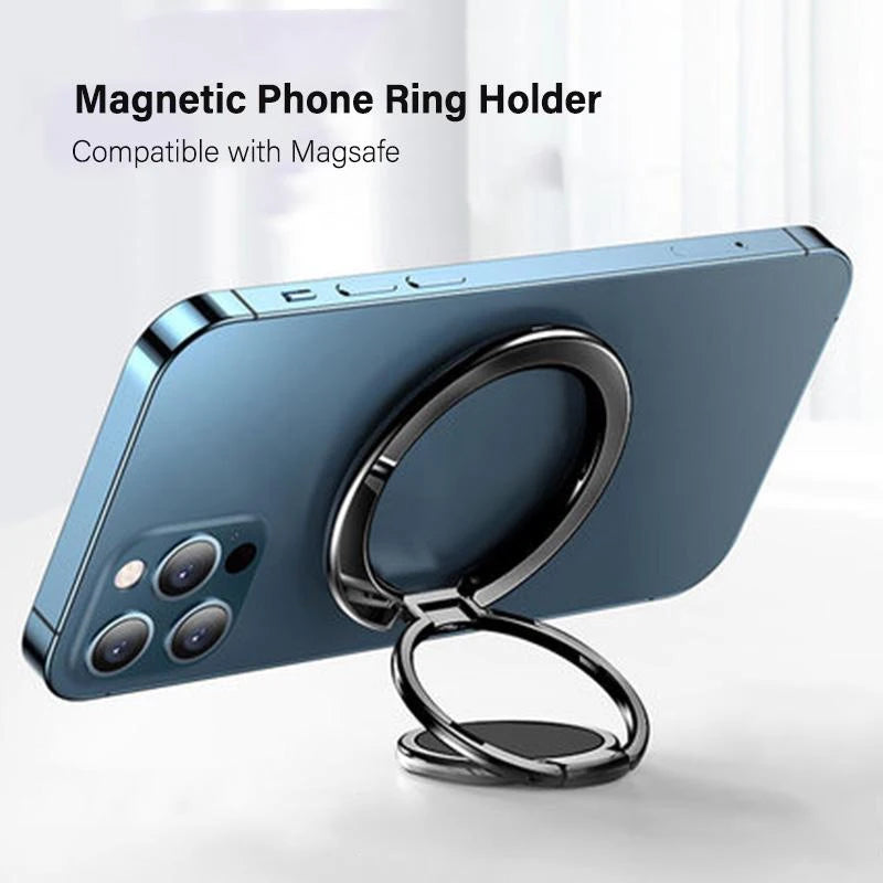 Magnetic Phone Finger Ring Holder with Foldable Stand
